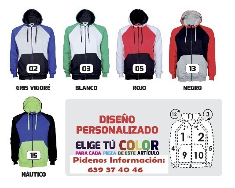 Sudaderas totalmente personalizadas con los colores que tu elijas. 