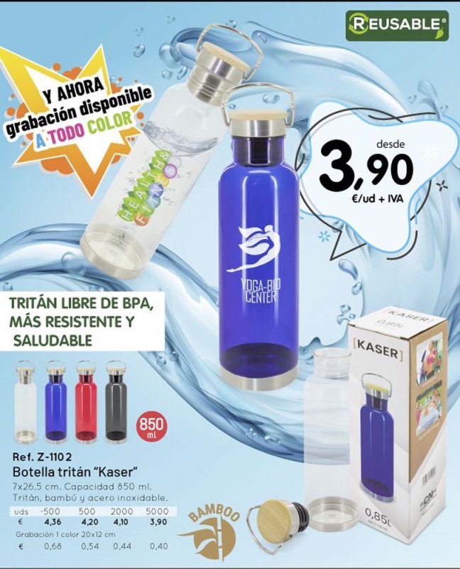 Botella de Tritan libre de BPA, Resistente y Saludable. Info. 639 37 40 47 